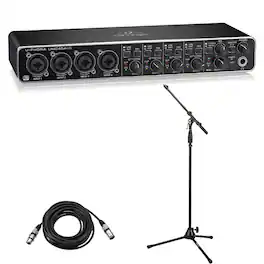 Behringer - U-PHORIA UMC404HD USB 2.0 Audio Interface - Bundle With XLR Professional Microphone Cable 15', Tripod