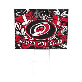 Evergreen Enterprises - Carolina Hurricanes 24" x 18" Happy Holidays Christmas Outdoor Staked Yard Sign - Multicolor
