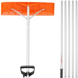 VEVOR - Snow Roof Rake, 25" Plastic Blade Snow Removal Tool, 21ft Reach Aluminium Handle, Superior Roof Shovel - Silver, Orange