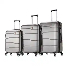 DUKAP - Rodez Lightweight Hardside 3 Piece Luggage Set 20"/24"/28" - Silver