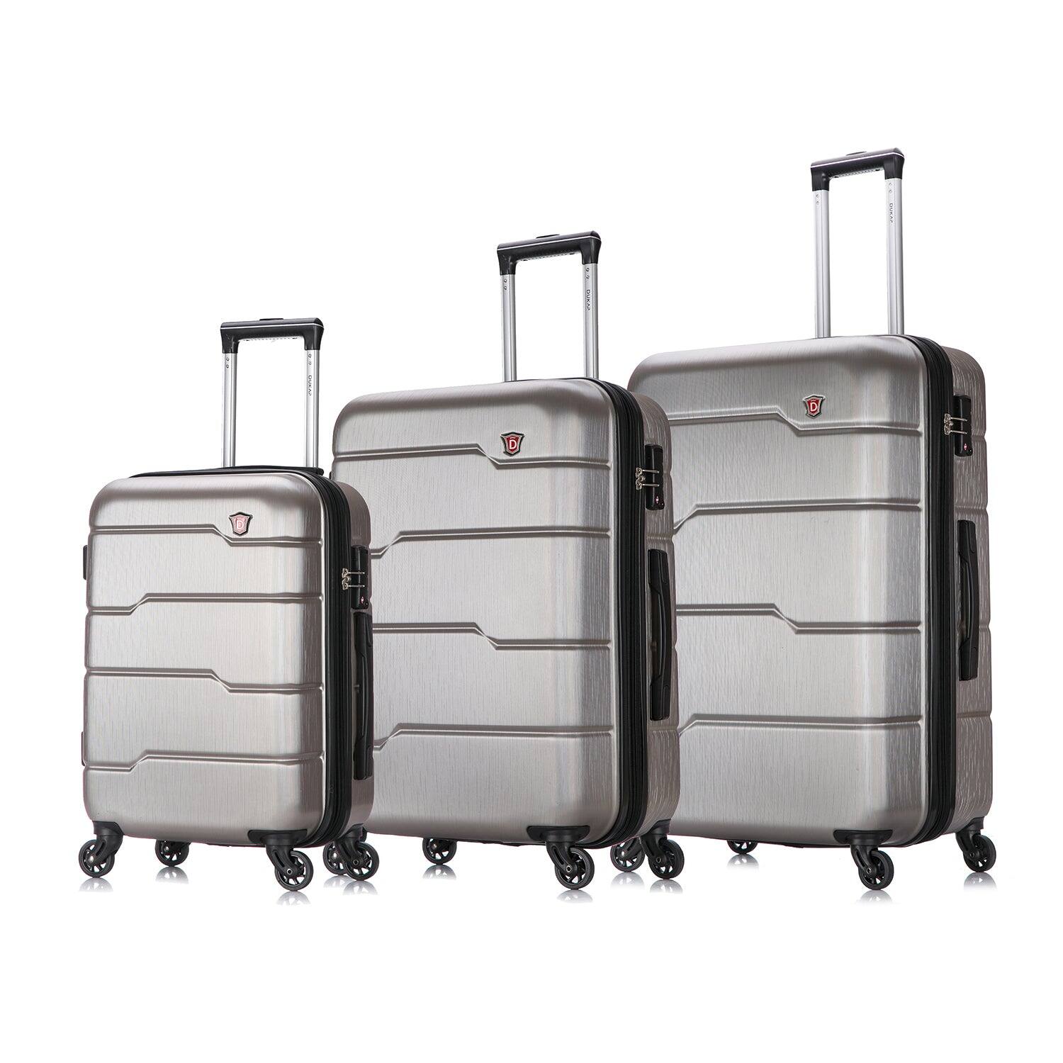 Front. DUKAP - Rodez Lightweight Hardside 3 Piece Luggage Set 20"/24"/28" - SILVER.