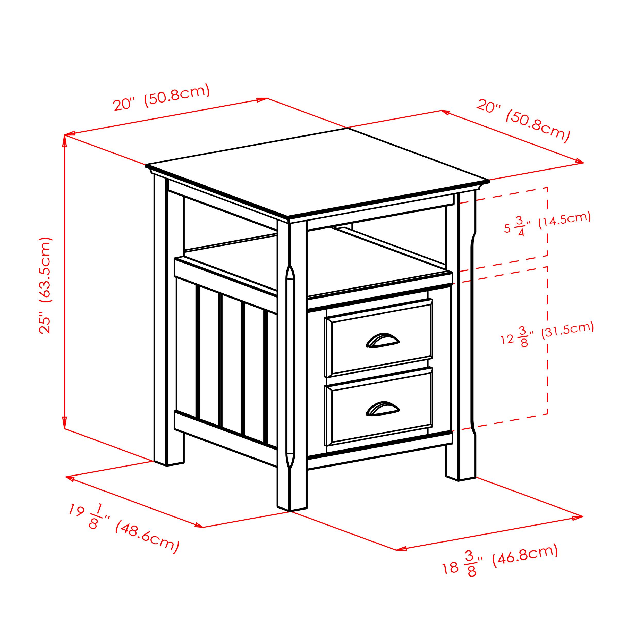 20" (50.8cm)  
20" (50.8cm)  
25" (63.5cm)  
5 3/4" (14.5cm)  
12 3/8" (31.5cm)  
19 1/8" (48.6cm)  
18 3/8" (46.8cm)