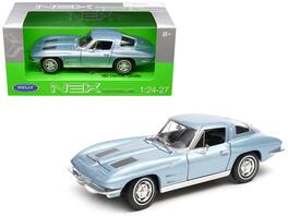 1963 Chevrolet Corvette 1/24-1/27 Diecast Model Car by Welly - Light Blue Metallic