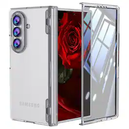 Dteck - for Samsung Galaxy Z Fold8 Ultra Case with Built-in Screen Protector, Full Hinge Protection,Rugged PC Glossy Cover - Clear