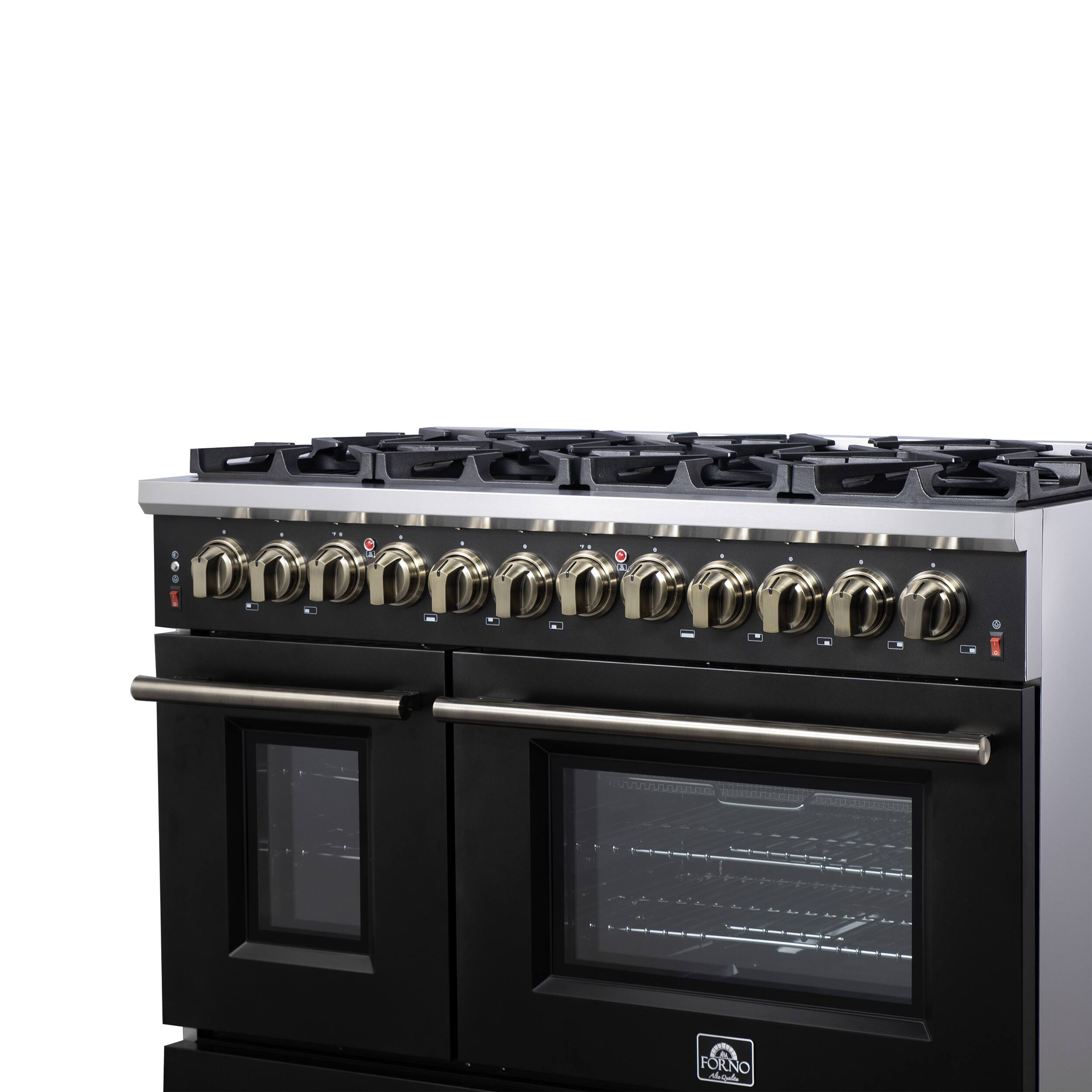 Alt View 4. Forno Appliances - Massimo 6.58 Cu. Ft. Freestanding Double Oven Dual Fuel True Convection Range with Air Fryer Basket - Black.