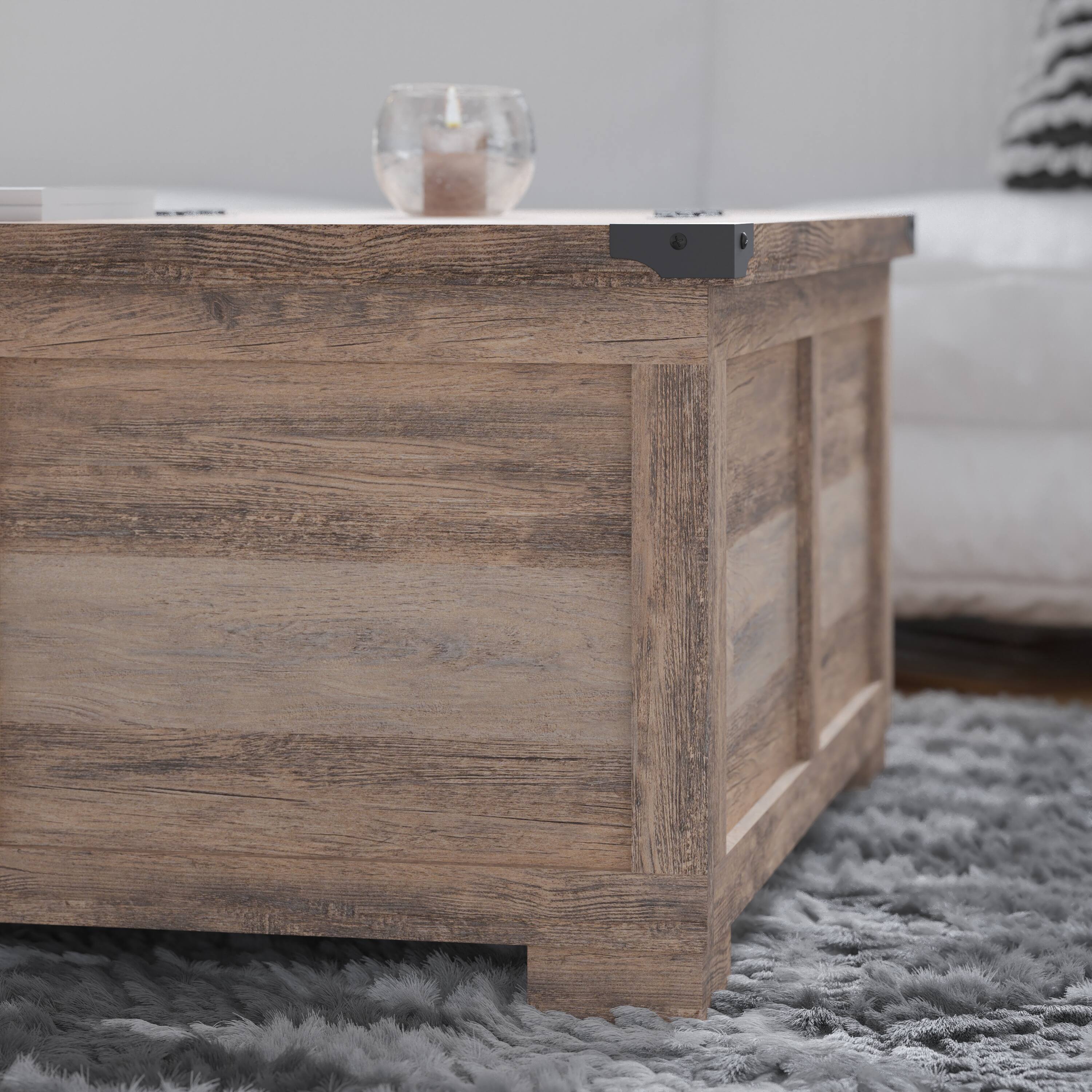 Alt View 3. Flash Furniture - Wyatt 35.75" Farmhouse Storage Coffee Table with Hinged Lift Top, Large Coffee Table with Hidden Storage, Gray Wash - Gray.