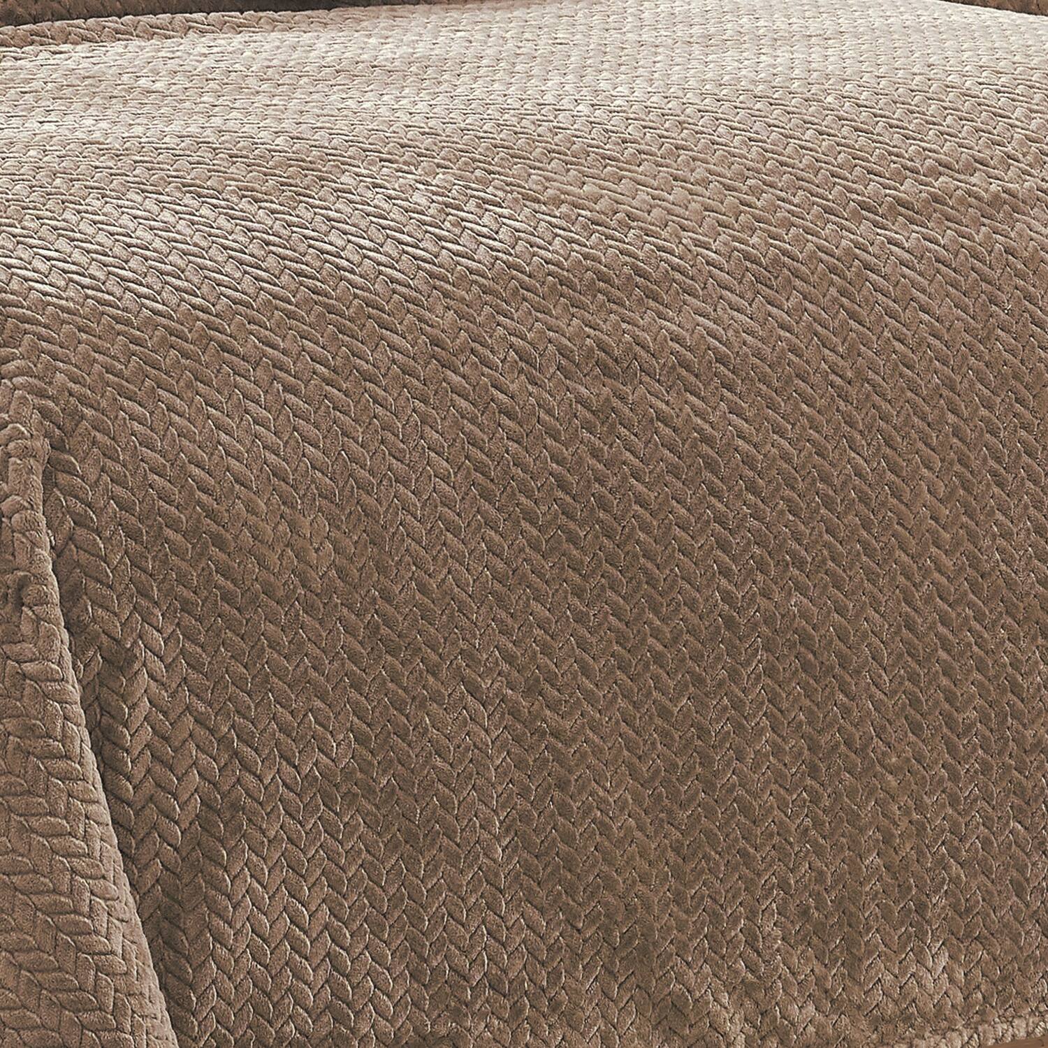 Alt View 4. Noble House - Plazatex Chevron Braided Stylish Soft Comfortable and Lightweight All Seasons Blanket King Taupe - Taupe.