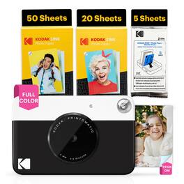 Kodak - Printomatic 5MP Instant Print Camera & Zink Photo Paper (75 Sheets) Bundle - Black