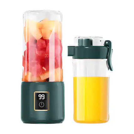 Front. Cluzine - Portable Juicer Cup, 12 Blades, 500ml Dual Cups, Touch Control for Shakes & Smoothies - Green.