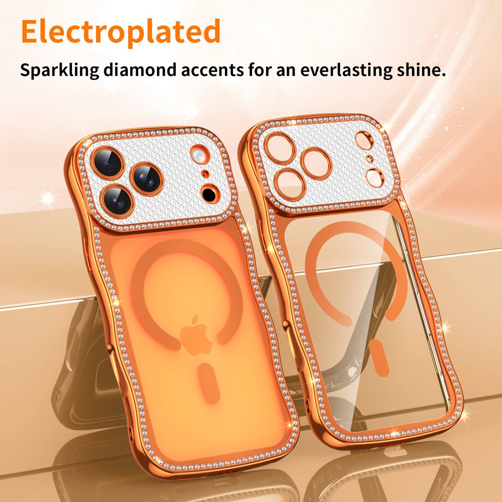 Electroplated  
Sparkling diamond accents for an everlasting shine.