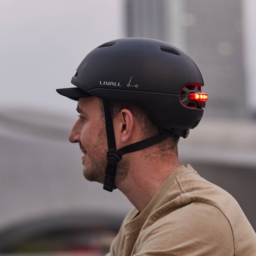 Alt View 8. LIVALL - C21 eBike/eScooter Helmet certified up to 28 MPH with Smart Lighting &  Fall Detection with SOS Alert - Black.