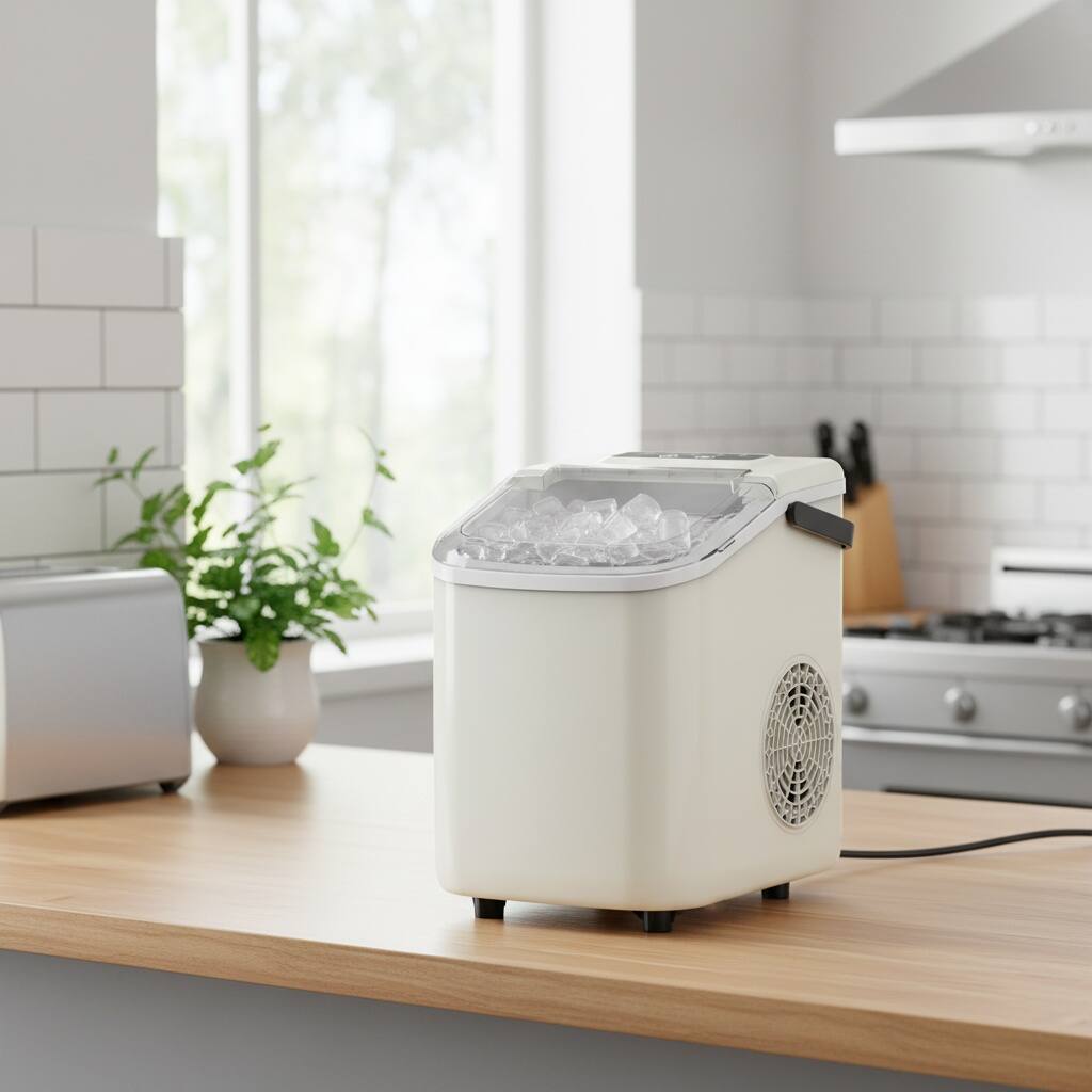 Angle. Forest'nSky - Portable Outdoor Ice Maker - 26 lb/day Bullet Ice, BPA-Free PVC, Fast for Coffee, Car Fridge & Cocktails,Cream White - Cream White.