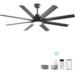 Loheer - 66 Inch Modern Ceiling Fan with Lights Smart Remote Control Reversible Noiseless DC Motor Large Ceiling Fan