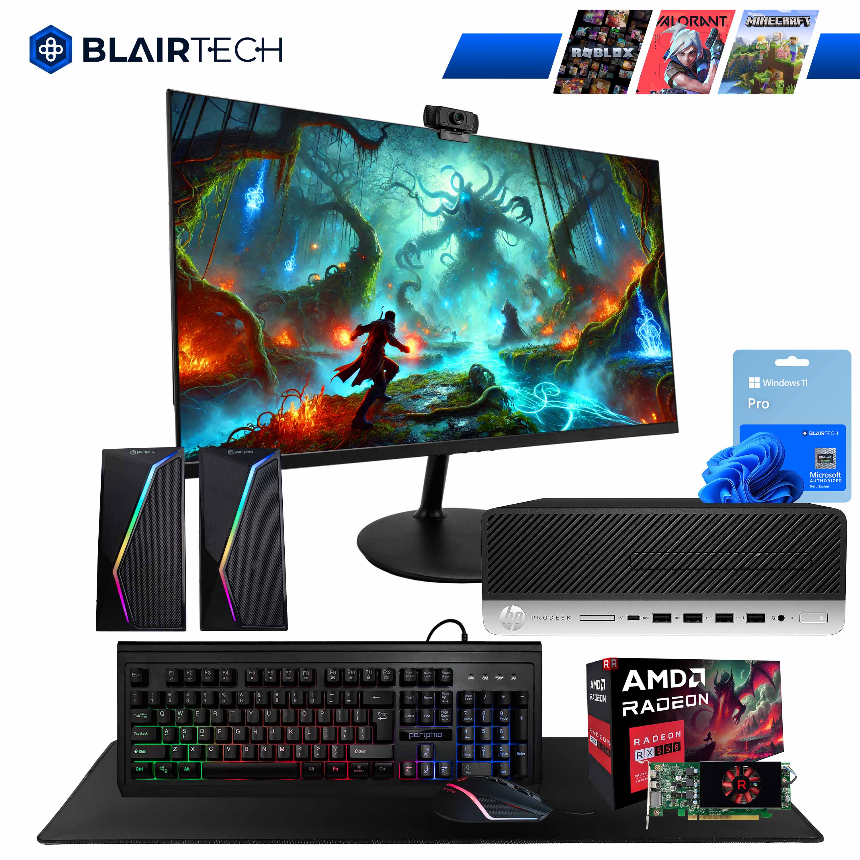 BLAIRTECH AL ORANT MINECRAFT ROBLOX Windows 11 Pro - Microsoft soloob.ie

PRODESK - AMD RYZEN 7 5700X - 16GB RAM - 1TB SSD - AMD RADEON RX 6800