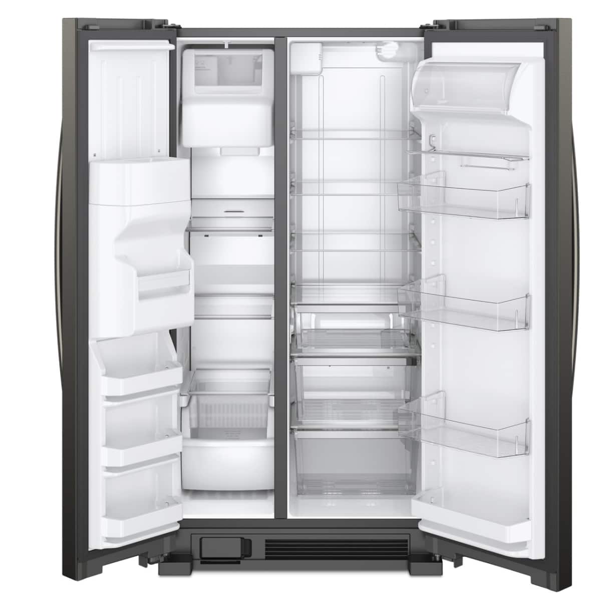 Angle. Whirlpool - 21 Cu. Ft. Side-by-Side Refrigerator with LED Interior Lighting - Black Stainless.