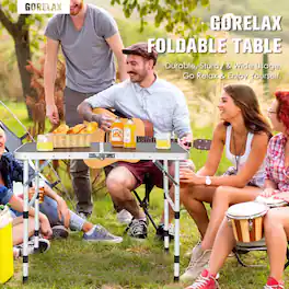 Mondawe - Folding Grill Table with Iron Mesh Top, Adjustable Height 4 Settings for Camping BBQ - Gray
