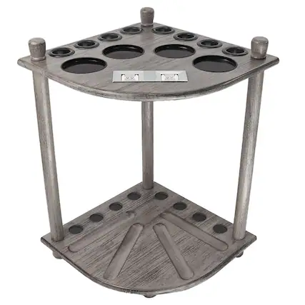 Front. GSE Games & Sports Expert - Wood 8 Corner Style Pool Cue Rack with Score Counter, Billiard Pool Cue Rack Only - Brushed Grey - Brushed Grey.