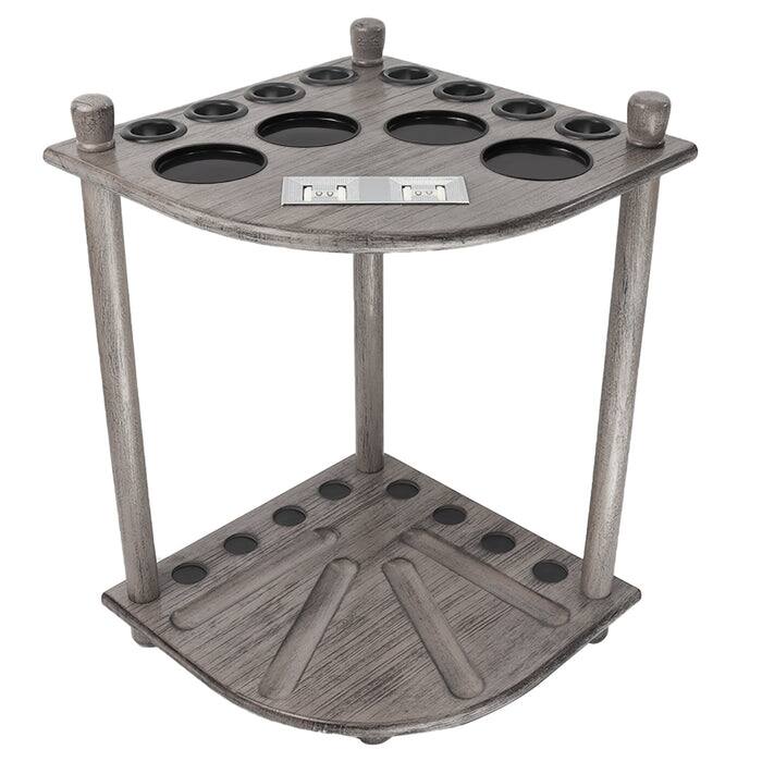 Front. GSE Games & Sports Expert - Wood 8 Corner Style Pool Cue Rack with Score Counter, Billiard Pool Cue Rack Only - Brushed Grey - Brushed Grey.