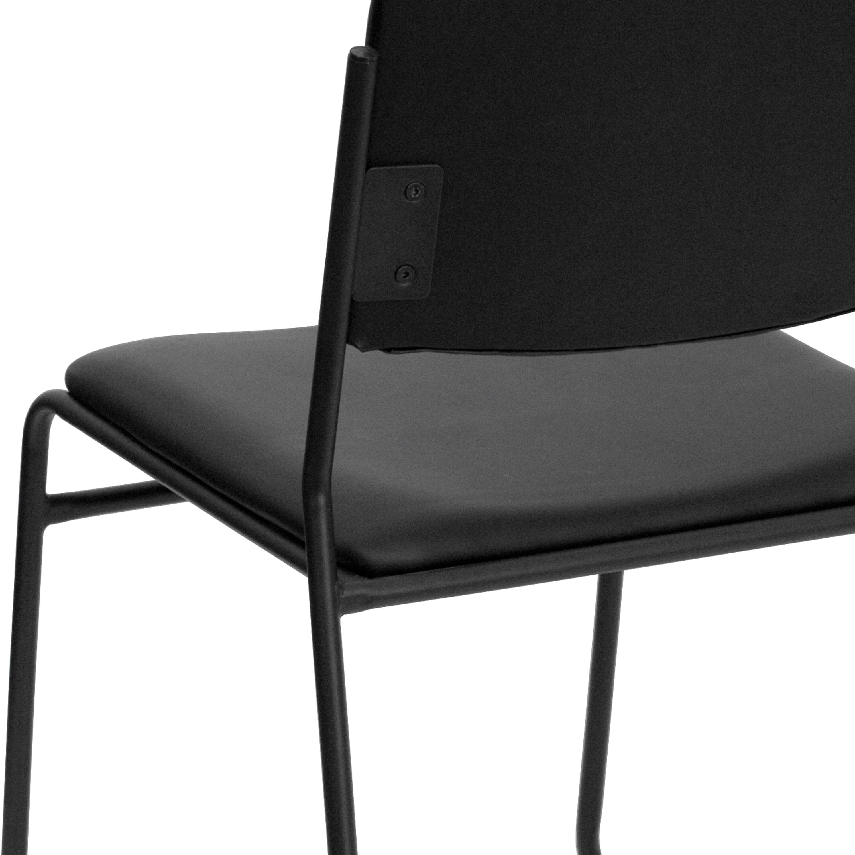 Alt View 10. Emma + Oliver - 5 Pack 500 lb. Capacity High Density Stacking Chair with Sled Base - Black Vinyl/Black Frame.