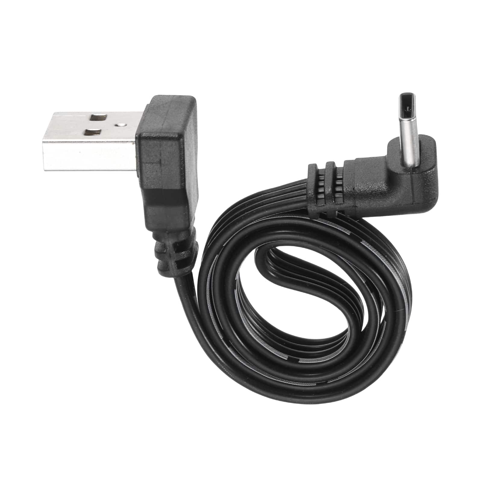 Unique Bargains - 90 Degree USB A to C Cable 11.8" Down Angle Silicone 480Mbps Flat for Phone Tablet Laptop - Black