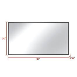 Boyel Living - 51 x 30 in Rectangle Square Right-Angle Mirror with Matte Black Aluminum Frame