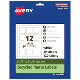 Avery - EcoFriendly Square Labels, 2-1/8" x 2-1/8", 120ct - White