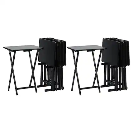 Front. ClosetMaid - PJ Wood Portable Folding TV Snack Tray Table Desk Stand, Black (10 Piece Set) - White.