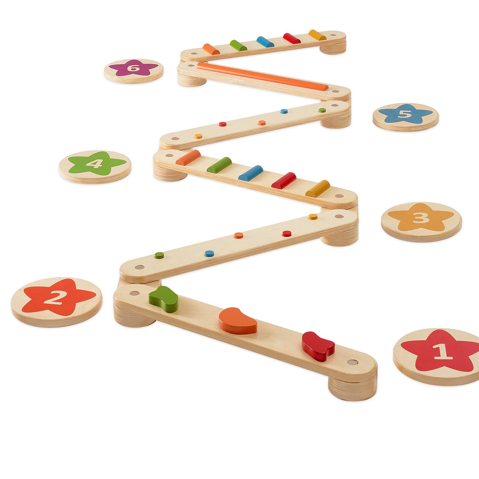 Alt View 5. VEVOR - Balance Beam Stepping Stones, 6 PCS Wooden Toddler Balance Boards, Montessori Toy for Kids 2-6 - natural wood color.