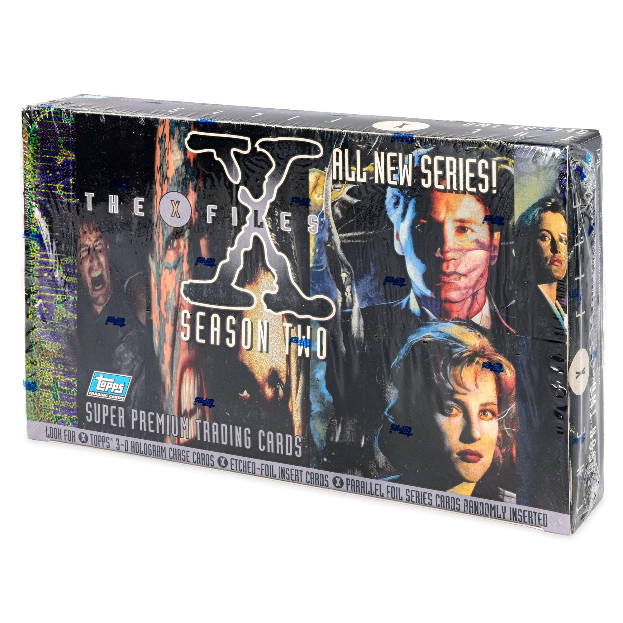 A ALL NEW SERIES! THE X FILES SEASON TWO TOPPS SUPER PREMIUM LOOK FOR TRADING TOPPS 3-D HOLOGRAM CHASE CARDS ETCHED-FOIL INSERT CARDS PARALLEL FOIL SERIES CARDS RANDOMLY INSERTED