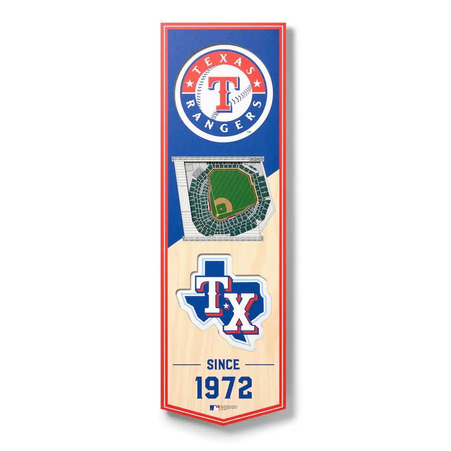 Texas Rangers Ribbon YouTheFan Texas Rangers 6'' x 19'' 3D StadiumView Banner Multicolor ...