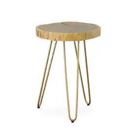 Carolina Chair & Table - Seti Live Edge Accent Table - Natural Top - Gold Base - Natural, Gold