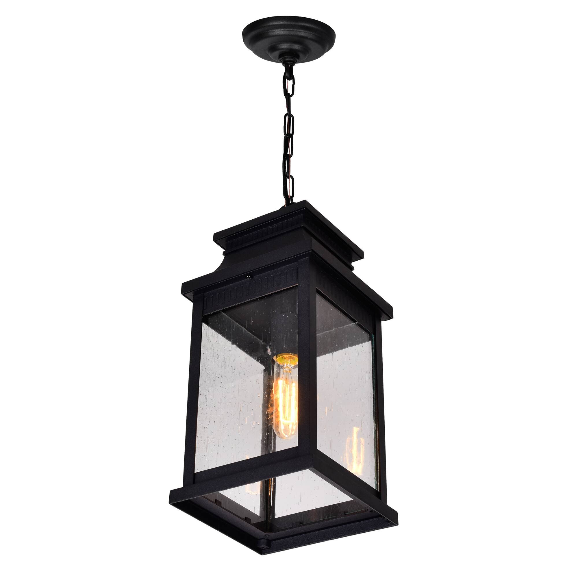 Back. CWI Lighting - Milford 1 Light Outdoor Black Pendant - Black.