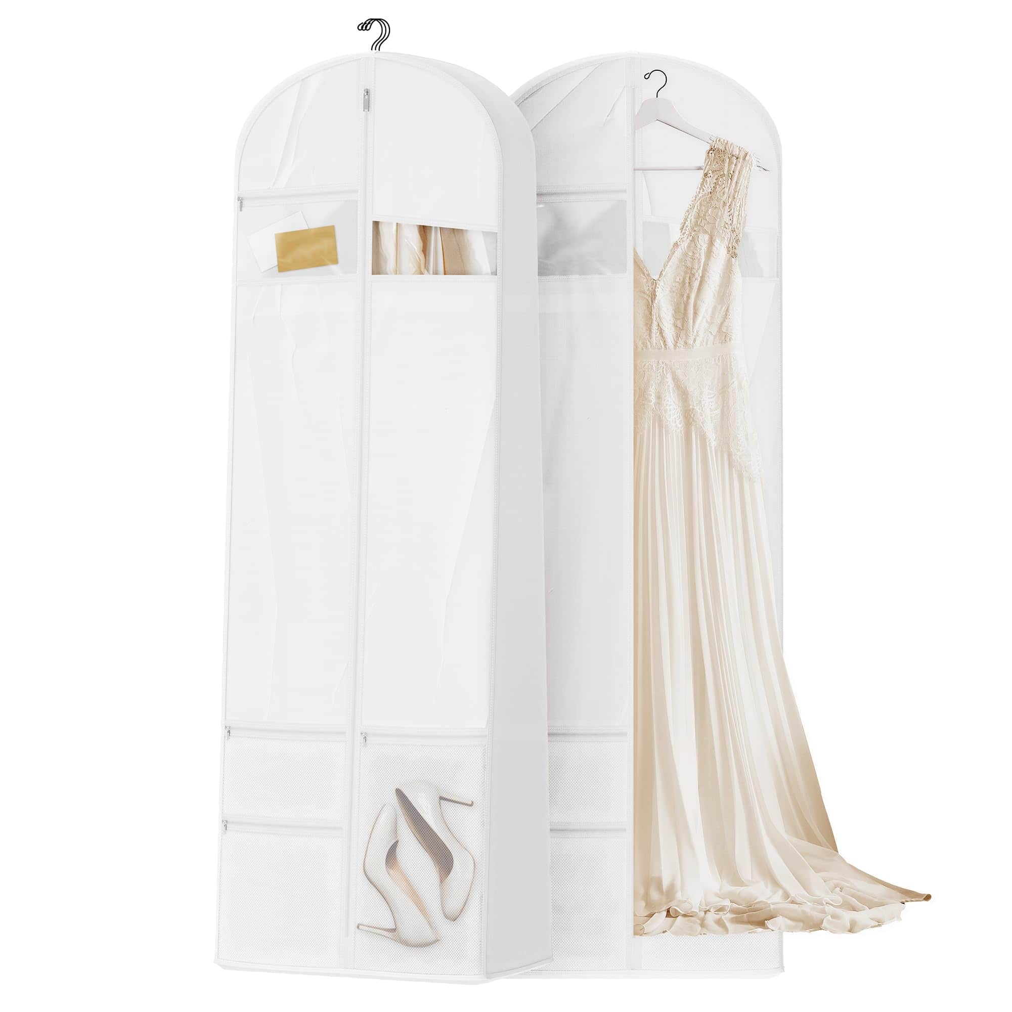 DORLUKFU - 72inches Garment Bag with Zipper Pocket, Wedding Dress Bag for Gowns Long, White - 72inch-1 pack-white