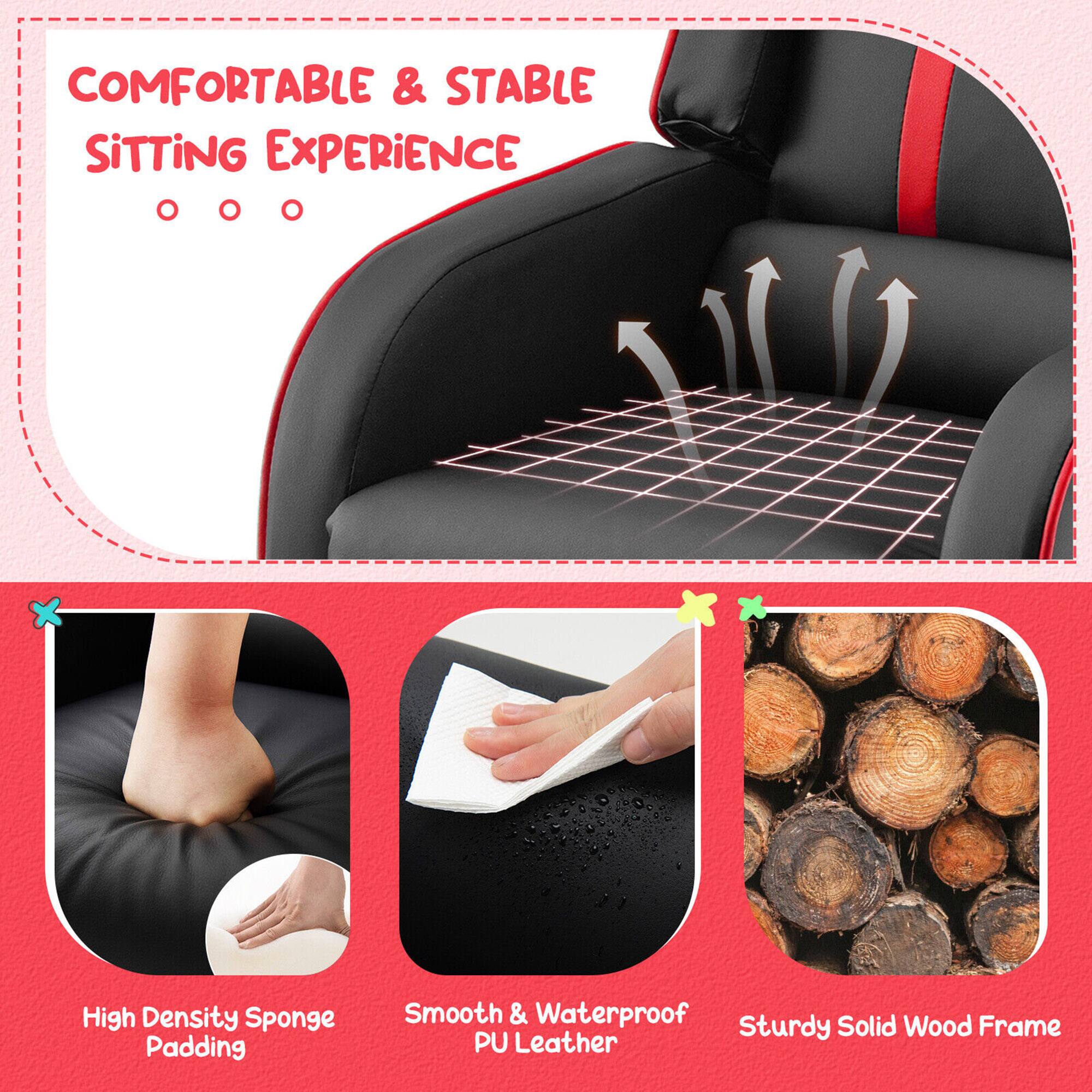 COMFORTABLE & STABLE SITTING EXPERIENCE

- High Density Sponge Padding
- Smooth & Waterproof PU Leather
- Sturdy Solid Wood Frame