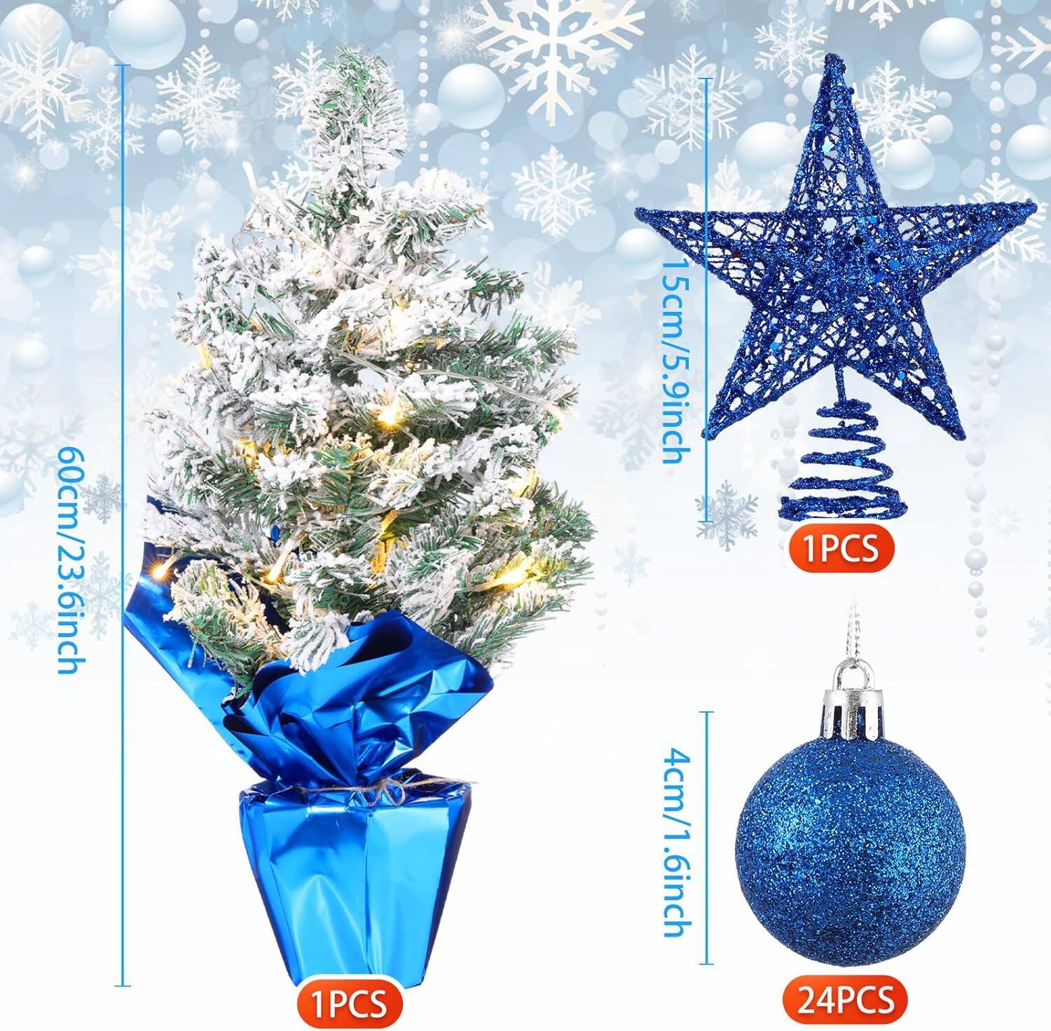 60cm/23.6inch  
1PCS  

15cm/5.9inch  
1PCS  

4cm/1.6inch  
24PCS