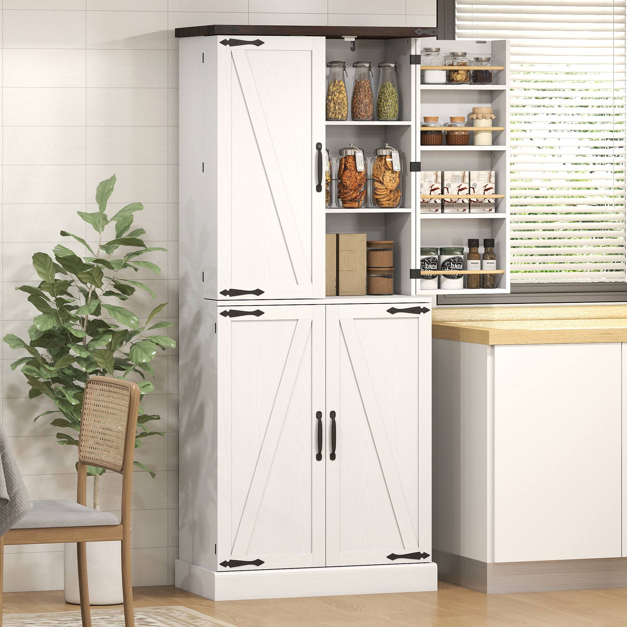 Alt View 1. Homcom - Tall Kitchen Pantry Cabinet - White.