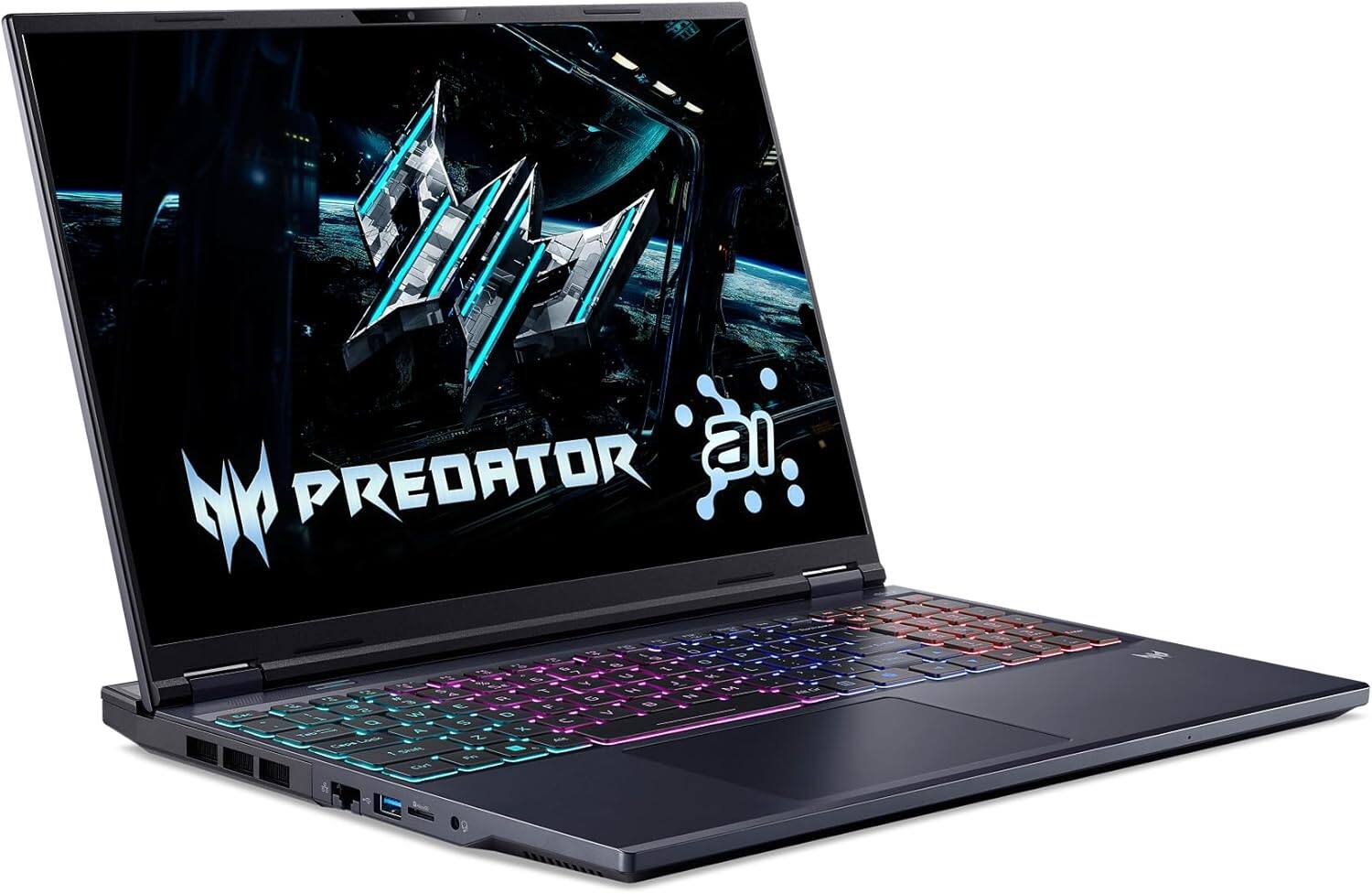 Angle. Acer - Predator Helios Neo 16S Ultra 9 275HX RTX 4070 16GB RAM 1TB SSD 16″ 240Hz WQXGA RGB KB - Abyssal Black.