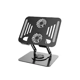 HongFei - 360° Rotatable Carbon Steel Laptop Stand – Adjustable Height, Tablet Lift, Cooling & Folding Desktop Holder - Black