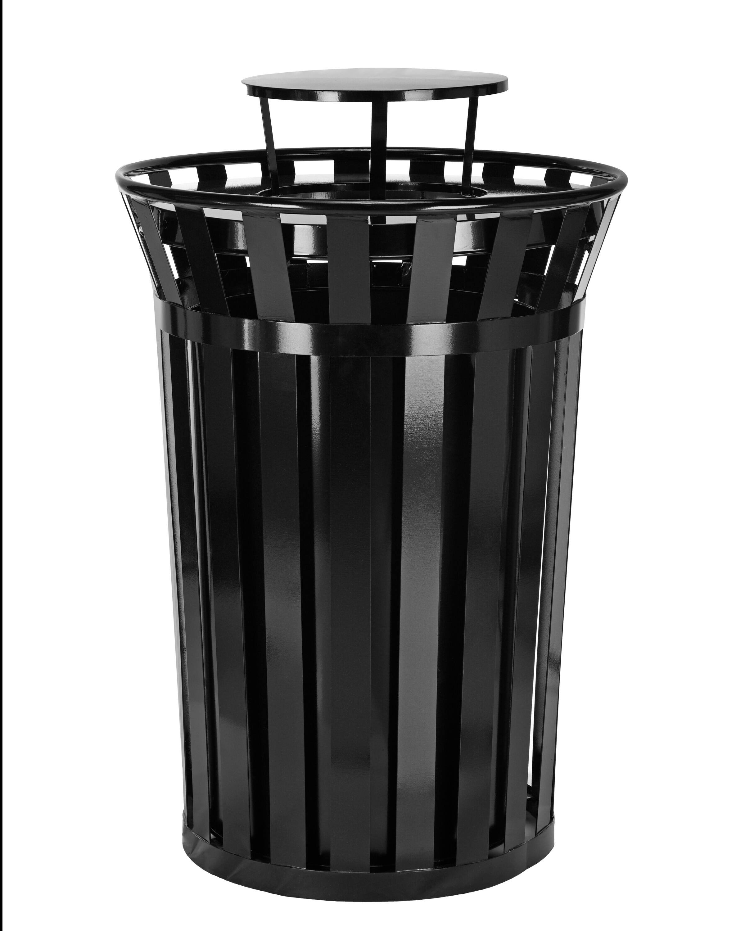 Alt View 8. Alpine Industries - 38 Gallon Outdoor Metal Recycling Bin Trash Can with Rain Bonnet Lid and Liner - Black.