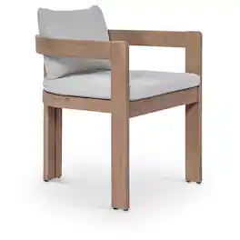 Meridian Furniture - Newport Grey Water Resistant Fabric Upholstered Outdoor Patio Dining Chair - Natural