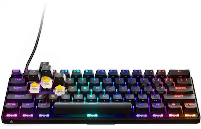 SteelSeries Apex 9 TKL - Mechanical Gaming Keyboard Optische schakelaars 2-puntsactivering Esports Tenkeyless structuurfactor Hotswappable schakelaars - Franse (AZERTY) indeling, Compact (TKL SteelSeries Apex 9 TKL - Mechanical Gaming Keyboard Optische schakelaars 2-puntsactivering Esports Tenkeyless structuurfactor Hotswappable schakelaars - Franse (AZERTY) indeling, Compact (TKL