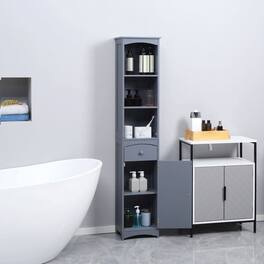 Kadyn - Bathroom Cabinet, Narrow Storage Unit, Floor Cabinet for Bathroom, Living Room, Entryway, Kitchen - Gray