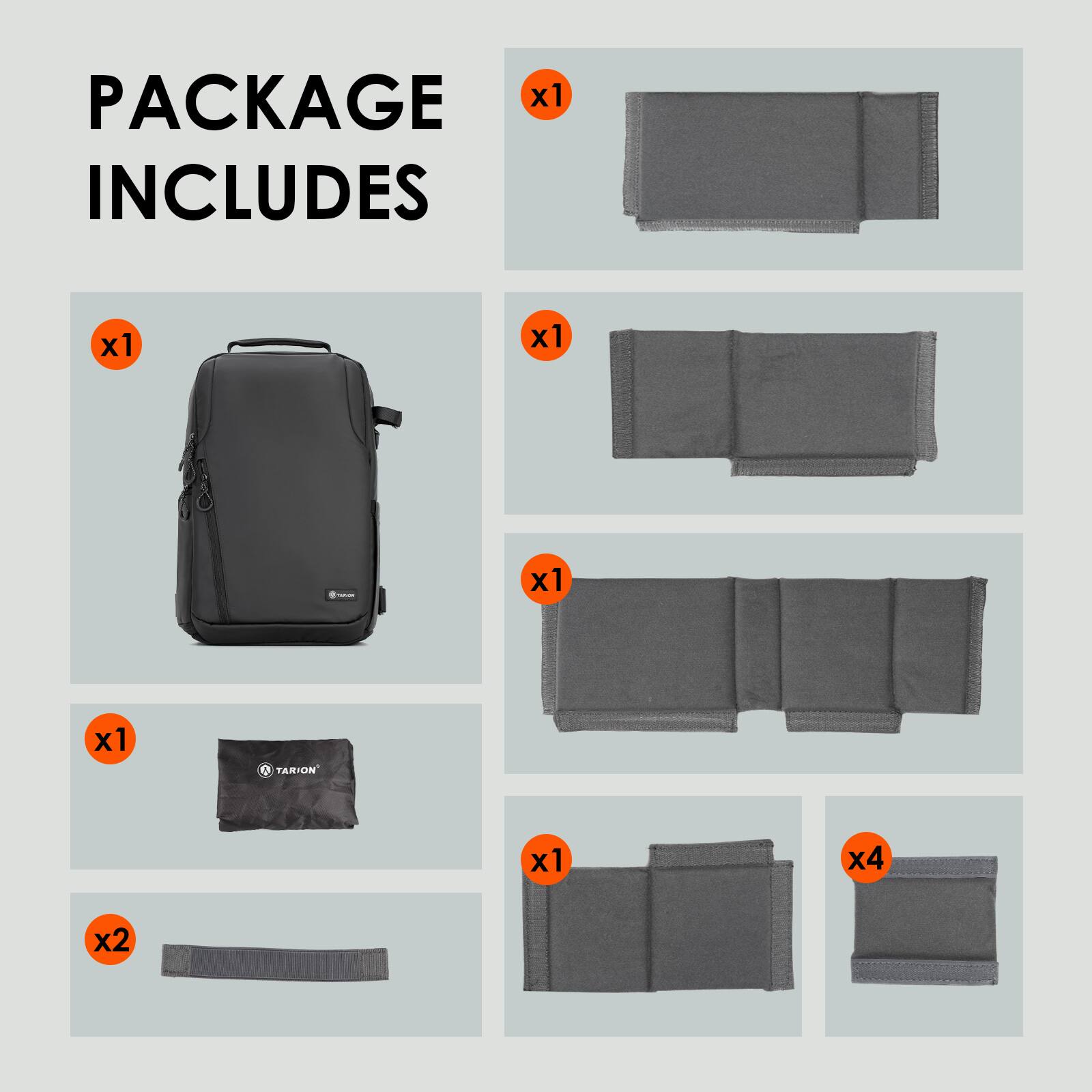 PACKAGE INCLUDES

- x1 Backpack
- x1 Pouch
- x1 Belt
- x1 Bag
- x1 Strap
- x4 Pads
- x2 Straps