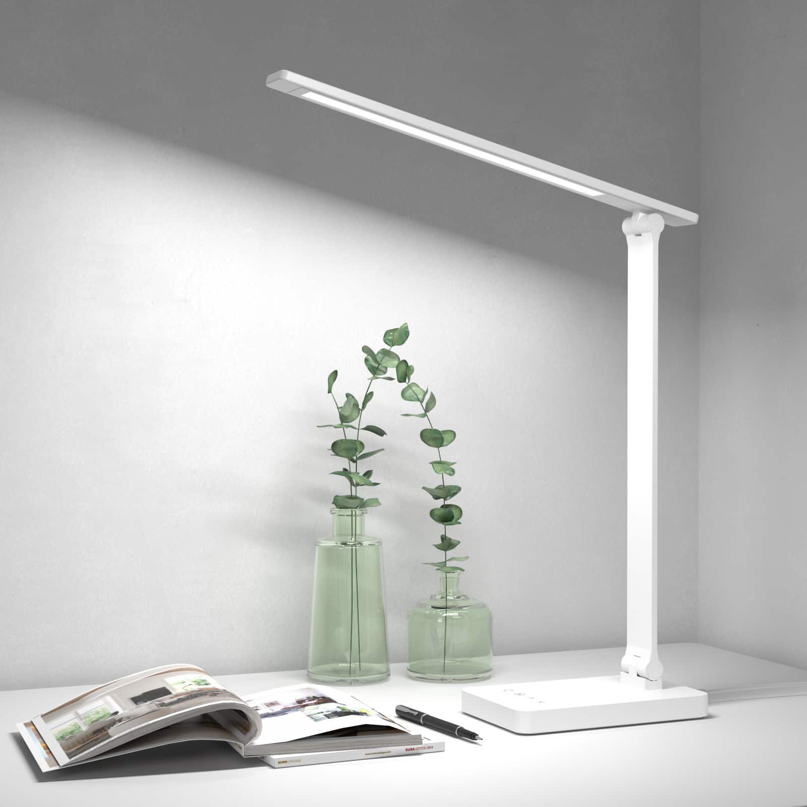 Front. Lepro - LED Desk Lamp - 9.5W 750LM Touch Control, 5 Brightness Level - White - White.