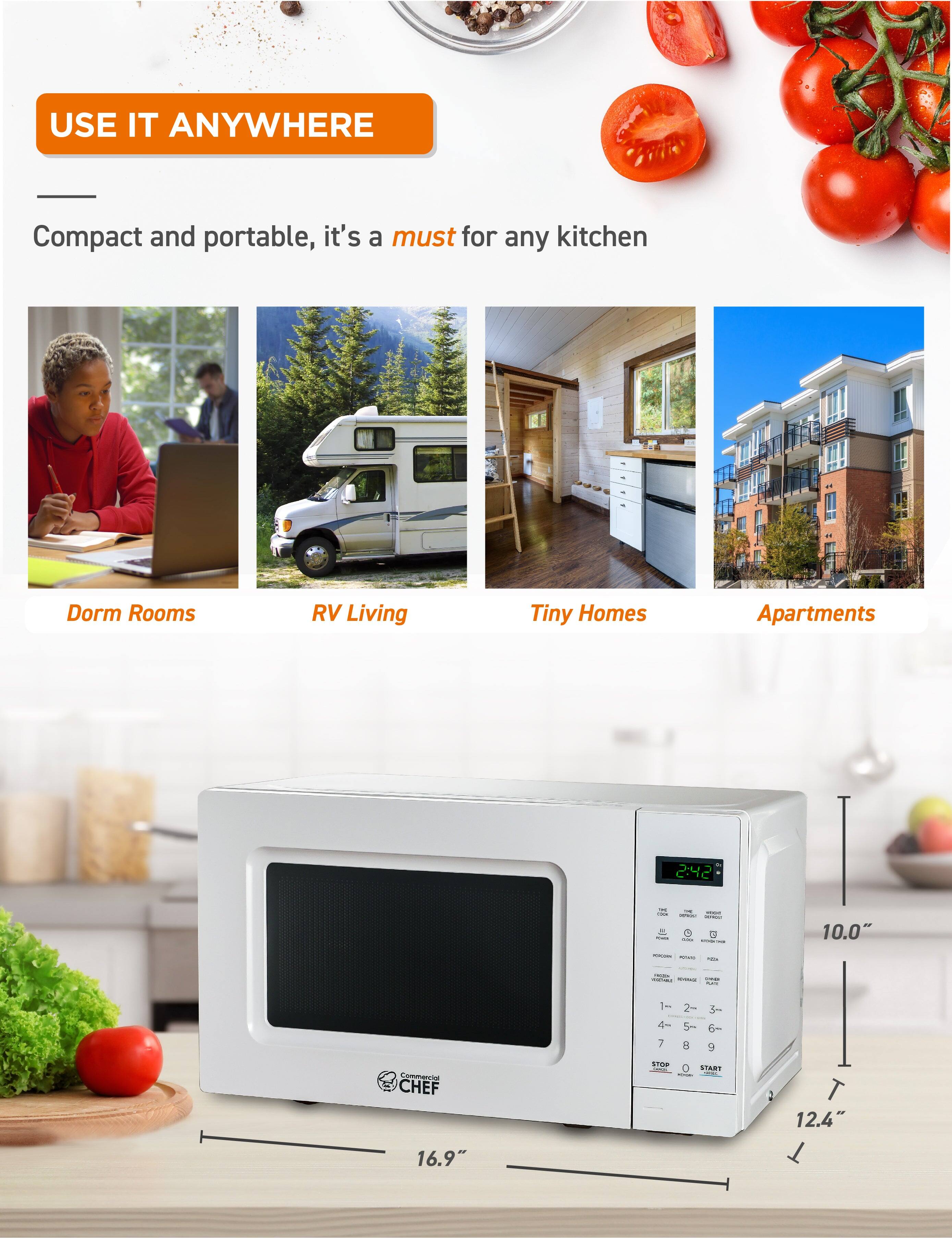 USE IT ANYWHERE
Compact and portable, it's a must for any kitchen
Dorm Rooms
RV Living
Tiny Homes
Apartments
2:42
10.0"
12.4"
16.9"
CHEF
STOP
START