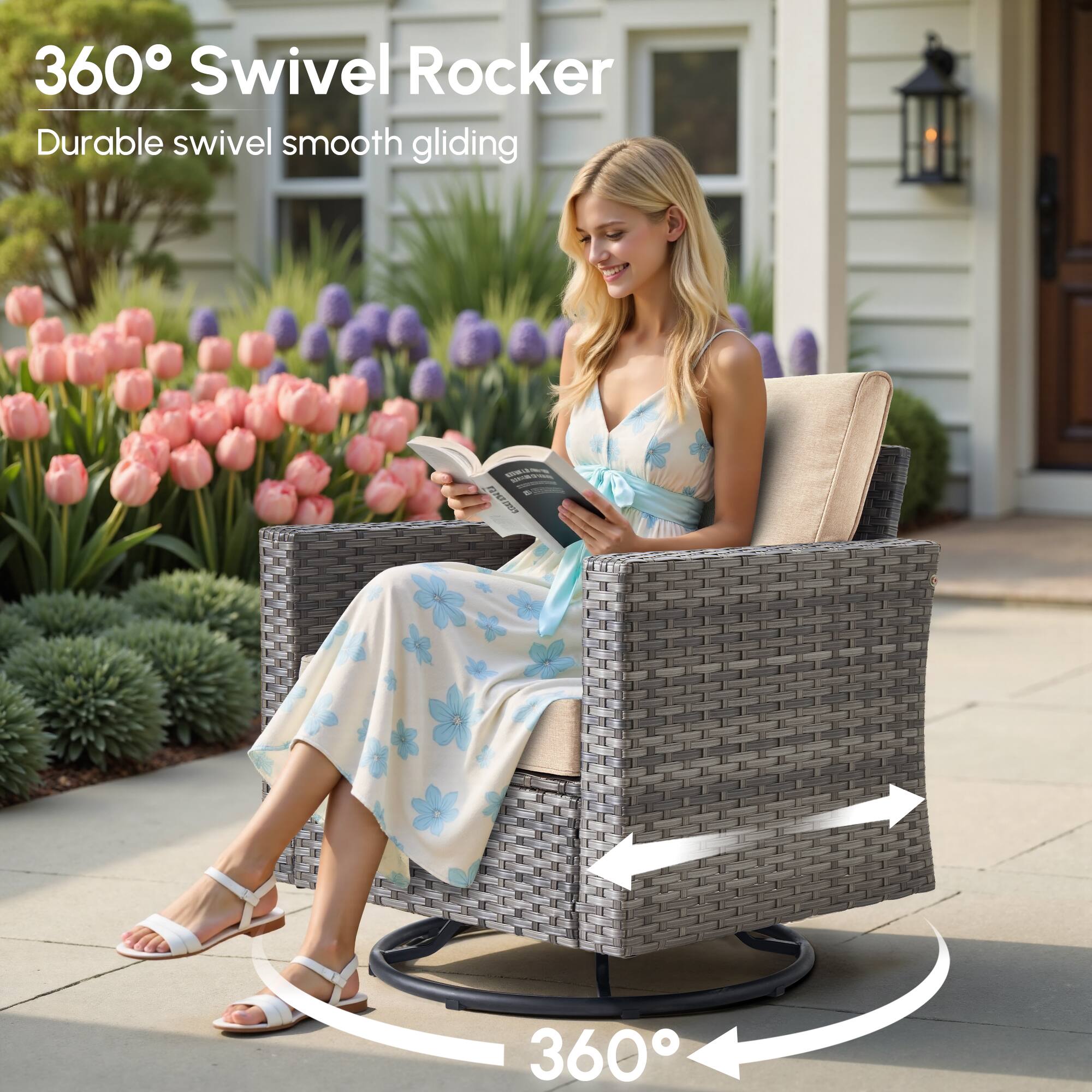 360° Swivel Rocker  
Durable swivel smooth gliding
