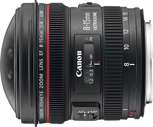 Angle View: Canon - EF8-15mm F4L Fisheye USM Ultra-Wide Zoom Lens for EOS DSLR Cameras - Black