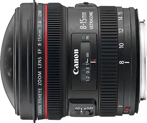 Angle. Canon - EF8-15mm F4L Fisheye USM Ultra-Wide Zoom Lens for EOS DSLR Cameras - Black.