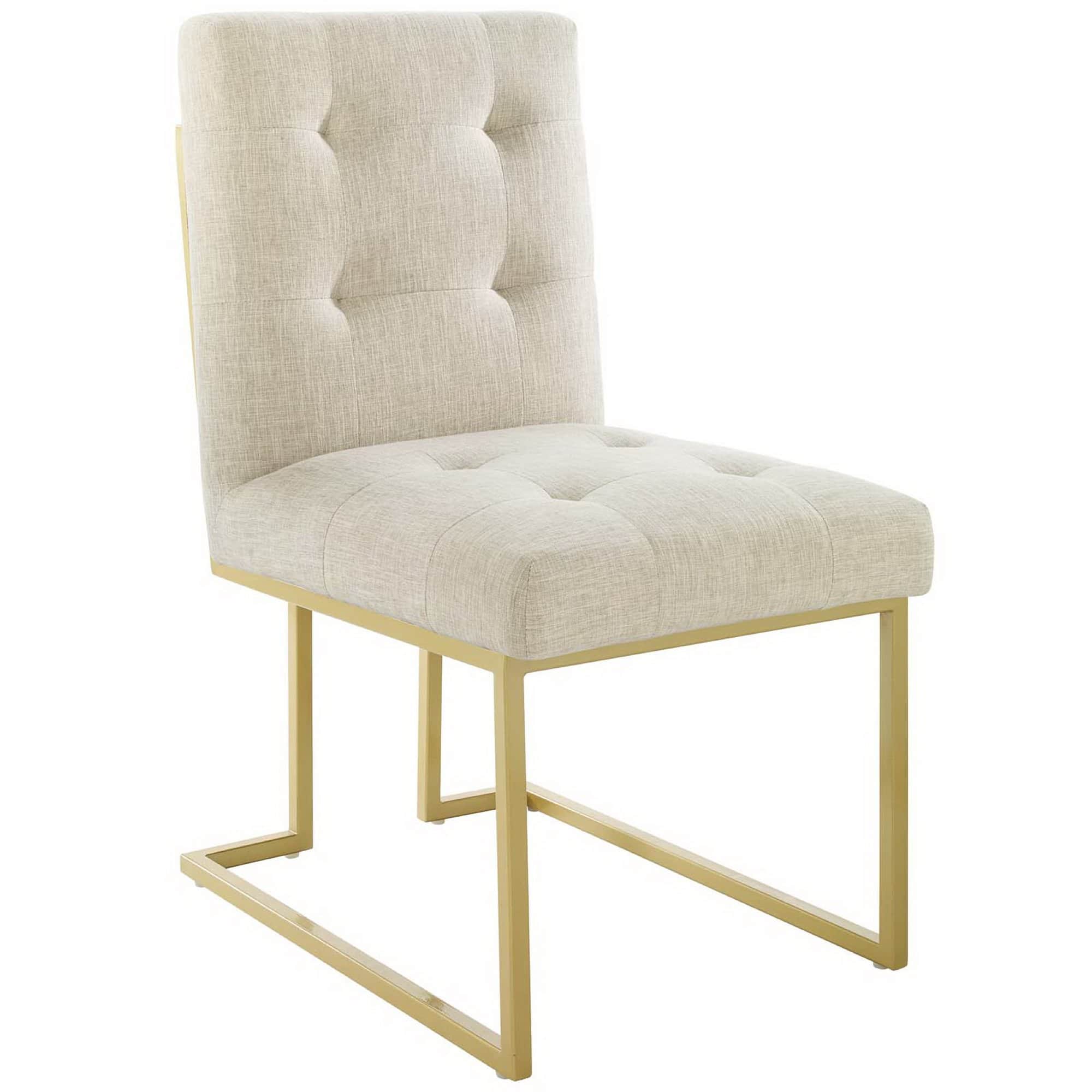 Privy Gold Stainless Steel Upholstered Fabric Dining Accent Chair by Modway - Brown