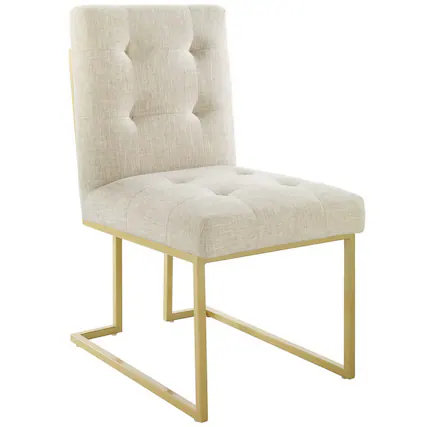 Front. Modway - Privy Gold Stainless Steel Upholstered Fabric Dining Accent Chair by Modway - Brown.